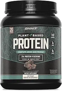 ONNIT Poudre de protéines à base végétale, vanille, 20g de protéines par portion, végétalien et sans lait supplément alimentaire avec 20 portions par tub, 21,9 oz