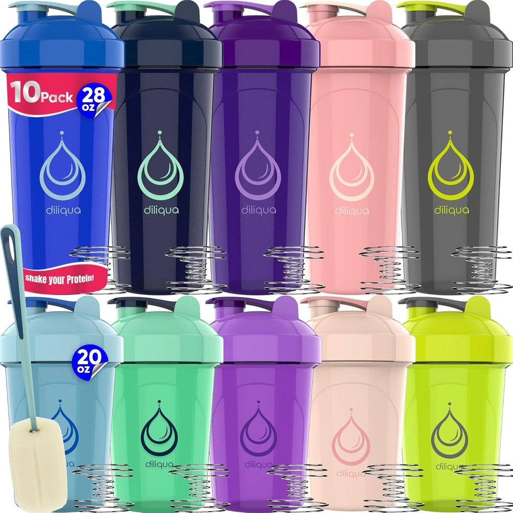 10 EMBALLAGES, Bouteilles Shaker avec fouets filaires pour mélanges protéiques