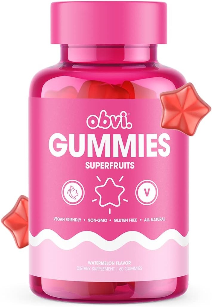 Obvi Superfruit Gummies de Végétalien Multivitamine, soutient la production de collagène sain pour Glowing Peau, Antioxydant et Vitamines pour la santé immunitaire