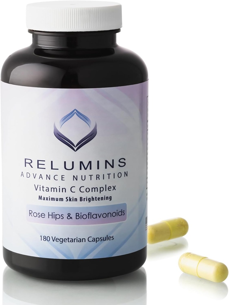 Relumines supplément de vitamine C avancé avec HIPS Rose – 1000mg de vitamine C, de soutien immunitaire et de production de collagène, fabriqués aux États-Unis - 180 capsules (90 jours d'approvisionnement)