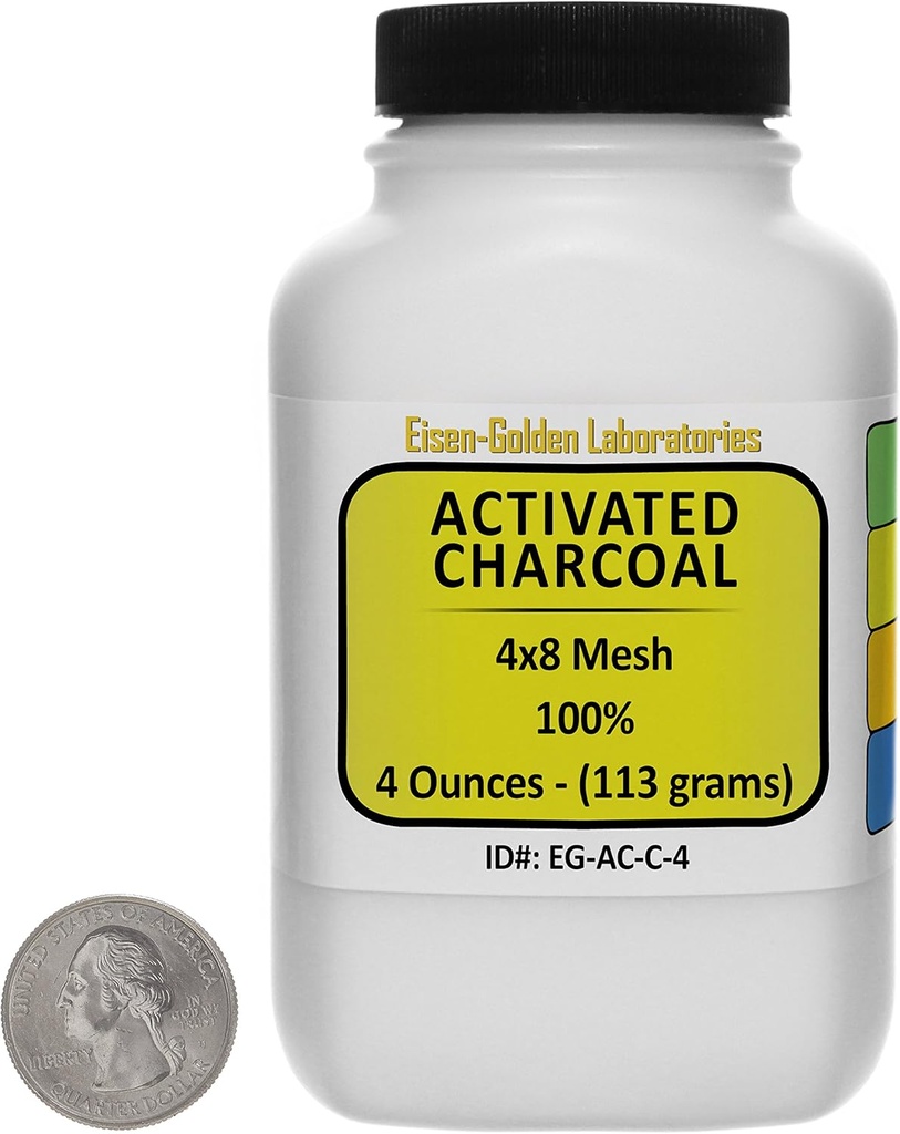 Charbon activé [C] Cours 100% ACS Granules 4 Oz dans une bouteille Space-Saver USA