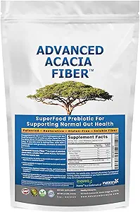 Poudre de fibre d'acacia bio Poudre de fibre de solution prébiotique Voyages de salle de bain parfaits, digestion, soulagement de l'IBS, réparation de Gut 24oz avec/Scooper