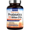 Probiotiques de vitalité innée 120 milliards d'UFC pour les hommes et les femmes, 34 souches avec prébiotiques et enzymes digestives, immunitaires et de santé digestive, libération retardée, étagère stable, 30 capsules véganes