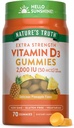 Nature's Truth Vitamin D3 Gummies | 2000 IU | 70 Count | Pineapple Flavor | Vegetarian, Non-GMO and Gluten Free Supplement