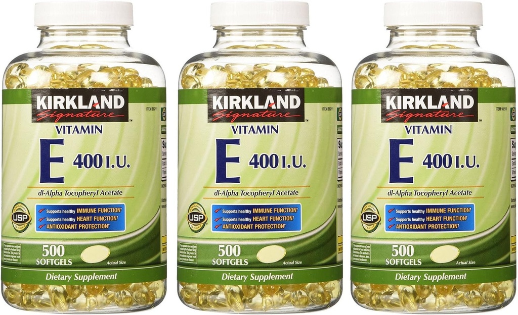 Kirkland Signature, vitamine E 400 UI 500 Softgels fvKDn (paquet de 3)