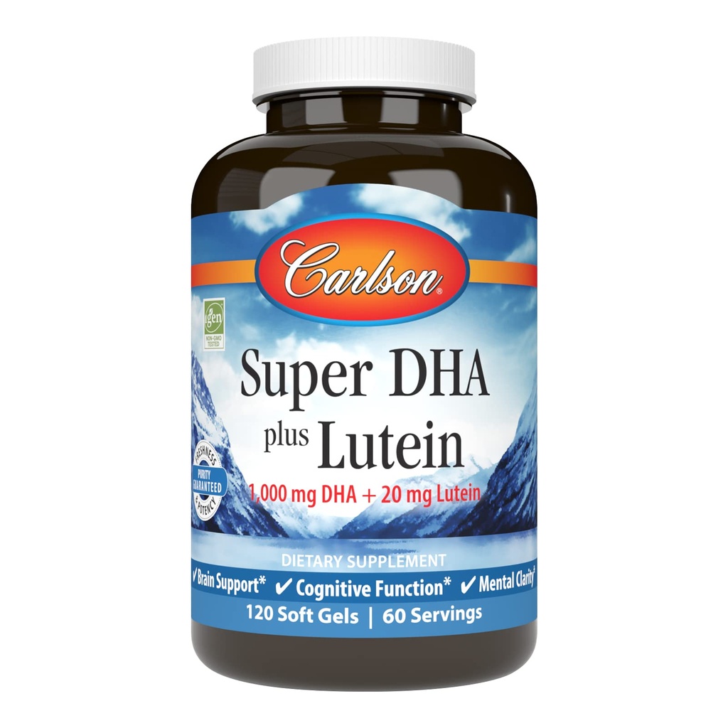 Carlson - Super DHA Plus Lutein, 1000 mg DHA + 20 mg Lutein, 120 Softgels