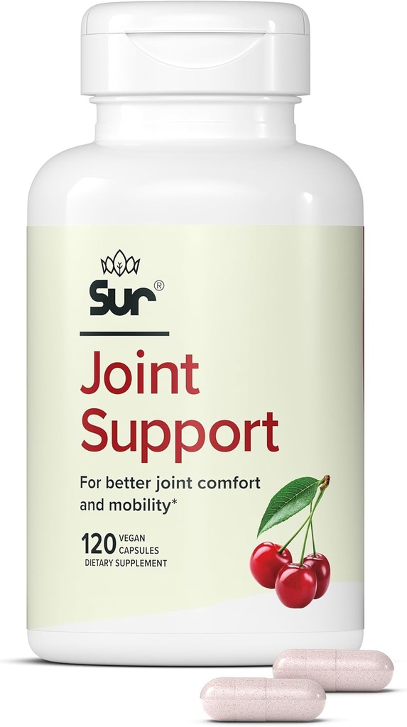 Sur Joint Support FruiteX-B Tart Cerise Capsules - Vegan Fast-Acting Relief for Better Joint Comfort and Mobility - Cerise et fructoborate de calcium, récupération musculaire (120 capsules)