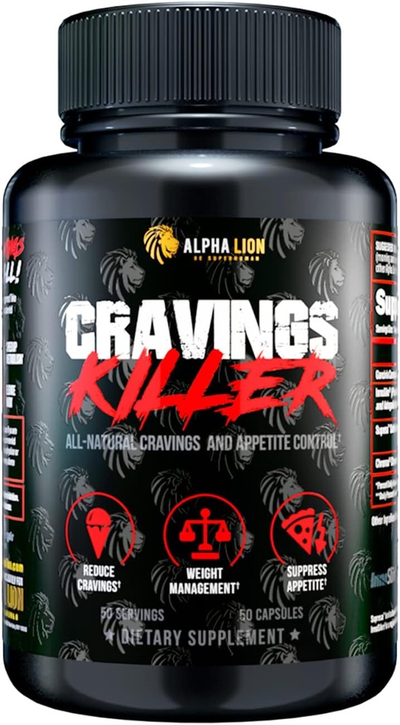 Alpha Lion Cravings Killer Supplément avec extrait de safran et Garcinia Cambogia Extrait pour le métabolisme et le soutien alimentaire, aide à contrôler la faim et plus (50 capsules)