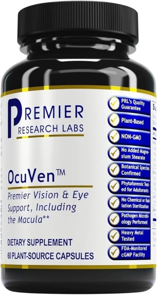 Premier Laboratoires de recherche OcuVen - Supplément Lutéine et Zeaxanthin, Vitamines oculaires, Suppléments santé oculaire pour adultes et aînés, Suppléments vision, Santé maculaire, Soins oculaires - 60 Capsules végétariennes