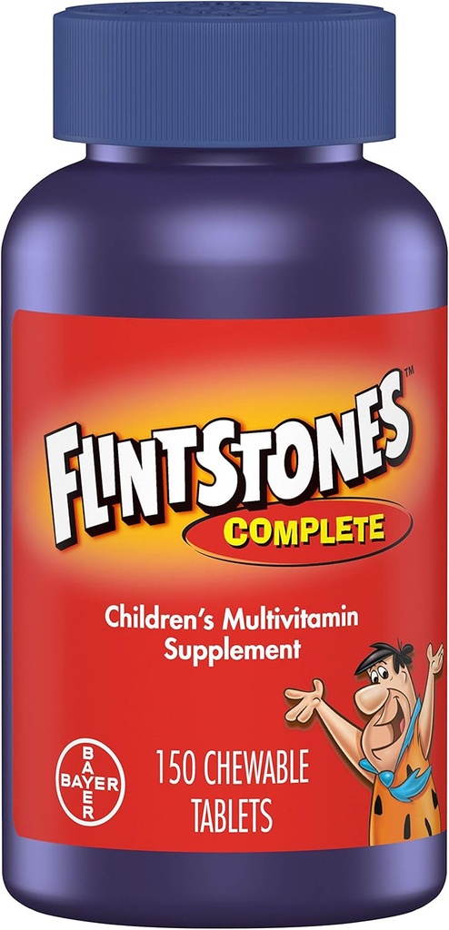 Flitstones Vitamines pour enfants à croquer, Multivitamine complète pour enfants et tout-petits avec fer, calcium, vitamine C, vitamine D et plus, 150ct