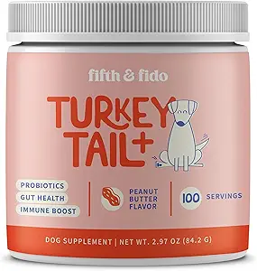 Turkey Tail Mushroom + Probiotiques pour chiens – Lump & Lipoma Support, Gut & Immune Santé, énergie et vitalité – Reishi + Turkey Tail Powder, 100 portions