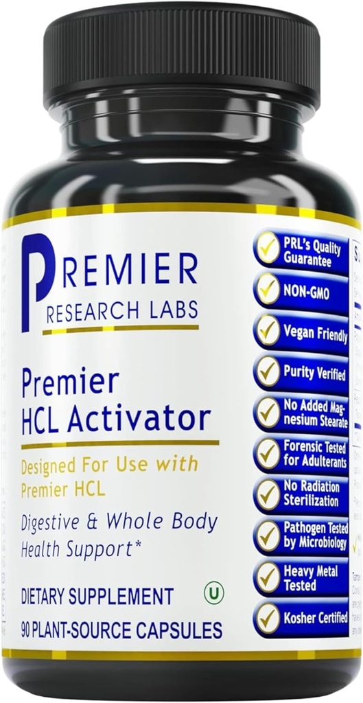 Premier Research Labs Premier HCL Activator - Pepsin Digestive Enzymes Supplement for Optimal Digestive Function for Men & Women, Low Stomach Acid, Nutrient Absorption - 90 Vegetarian Capsules