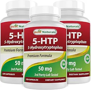 Meilleurs Naturals 5-HTP 50 mg 120 Capsules, 5 Capsules HTP Soutient la relaxation et le sommeil reposant (360 Compte(paquet de 3))