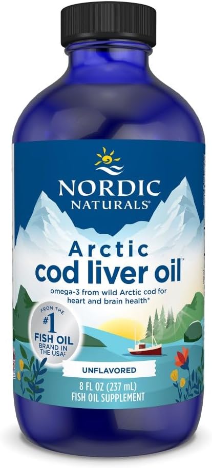 Nordic Naturals Arctic Cod Foie Oil, Sans saveur - 8 oz - 1060 mg Total Oméga-3 avec EPA et DHA - Santé du coeur et du cerveau, immunité en santé, bien-être général - Non-OGM - 48 portions