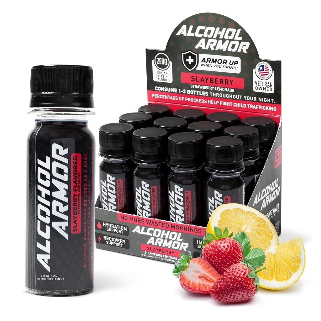 Slay Berry Elixir - Support d'hydratation, Vitamines essentielles et électrolytes, Vitamine B12, Chardon de lait - 12 Pack