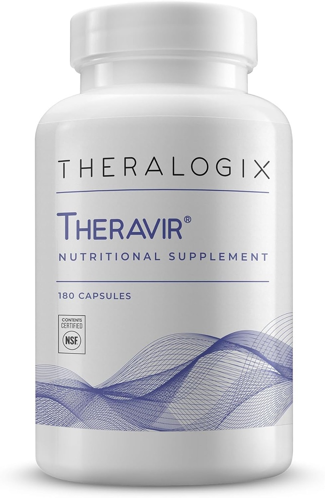 Theralogix Theravir Supplément de soutien immunitaire - Approvisionnement de 90 jours - Supplément de soutien immunitaire pour les femmes et les hommes - Comprend Vitamine D3, Vitamine C, Zinc, Quercetin et Melatonine - Certifié NSF - 180 capsules
