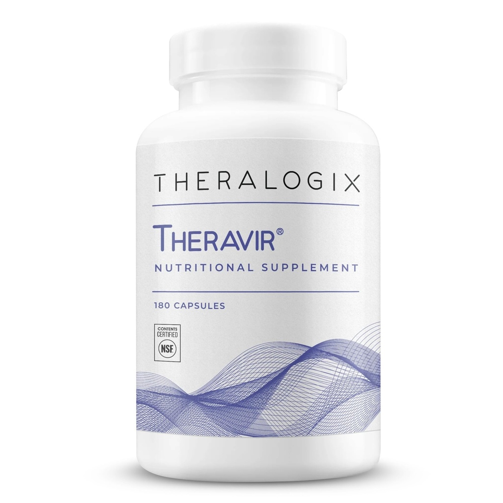 Theralogix Theravir Supplément de soutien immunitaire - Approvisionnement de 90 jours - Supplément de soutien immunitaire pour les femmes et les hommes - Comprend Vitamine D3, Vitamine C, Zinc, Quercetin et Melatonine - Certifié NSF - 180 capsules