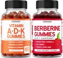 ADK Gummies Vitamine D3 K2 (60 Gummies) Sans sucre Vitamine D3 K2 - Supplément avec D & K - 10 Supplément végétalien - Gummies berbères avec cannelle Ceylan pour adulte - Non OGM et fabriqués aux États-Unis