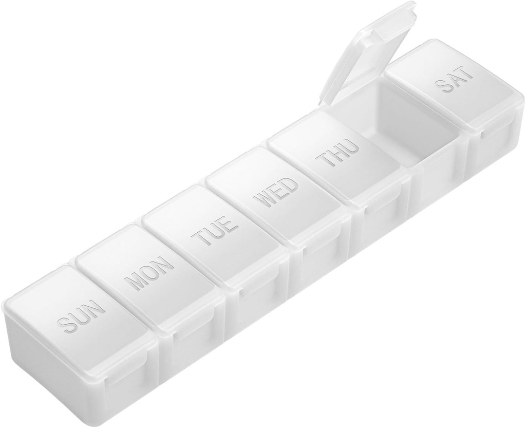 Extra Large Pill Organizer Weekly, KAPENS Daily Pill Case Box Compartiments de grande capacité, contenants de pilules de 7 jours pour des suppléments de médicaments Vitamine Fish Oil, blanc