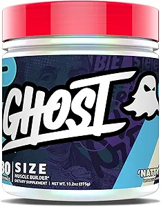 Supplément alimentaire GHOST taille Muscle Builder - Natty, 30 portions - Suppléments de croissance musculaire et de renforcement de la force pour les hommes et les femmes - Créatine, Betaine et Beta-Alanine - Sans sucre et gluten, végétalien
