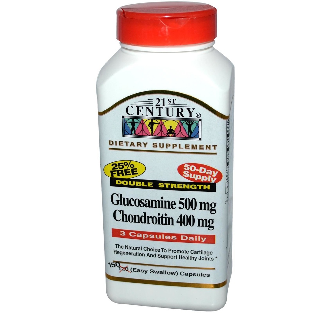 21ème siècle Glucosamine Chondroïtine 500/400mg - Double résistance, cp 150 Compte