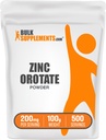 BulkSupplements.com Poudre d'orotate de zinc - supplément de minéraux de zinc, pour support immunitaire - sans gluten, 200mg par portion, 100g (3.5 oz) (paquet de 1)