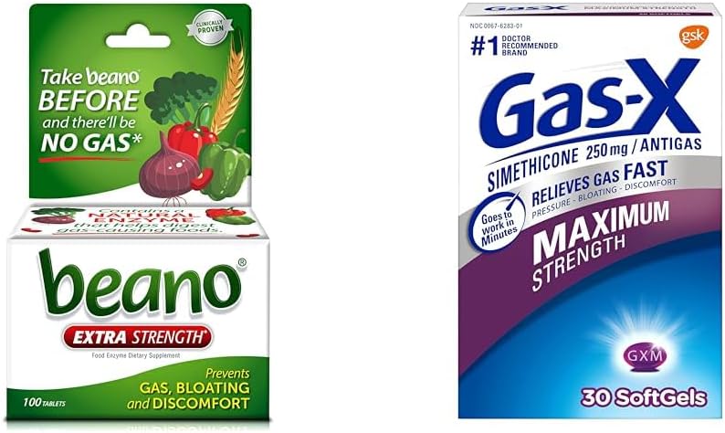 Beano Ultra 800 Count and Gas-X Maximum Strength 250mg Simethicone 30 Count Gas Relief