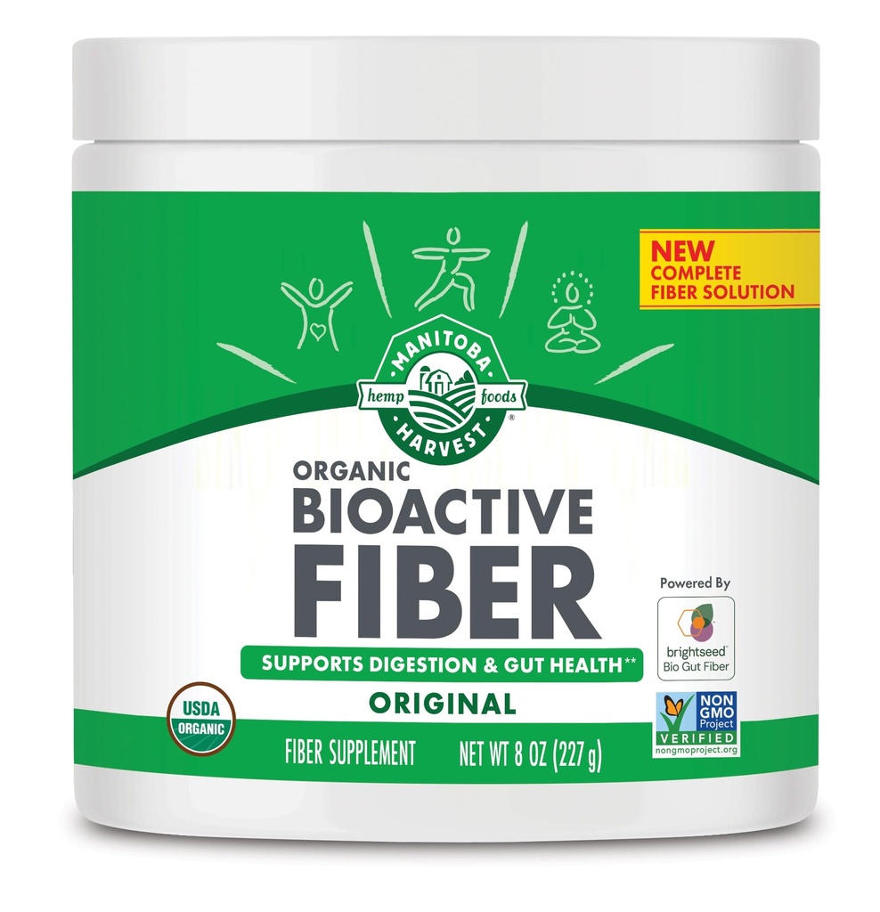 Manitoba Récolte BioActive Supplément de fibre biologique avec 6g de fibre par portion, chanvre digestif et psylium Poudre de musc, non-OGM, végétalien et casher, 8oz