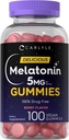 Carlyle Melatonin 5mg Gummées (100) Comte (100) Berry Flavor (100 %) Sans médicament (100 %) Non-OGM, Supplément sans gluten