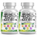 Nutraceutiques propres Huile d'Origan Extrait d'ail Olive Leaf Huile de graines noires - Immune Soutien et supplément de santé digestif pour les femmes et les hommes avec vitamine D3 & Zinc - 2Pack
