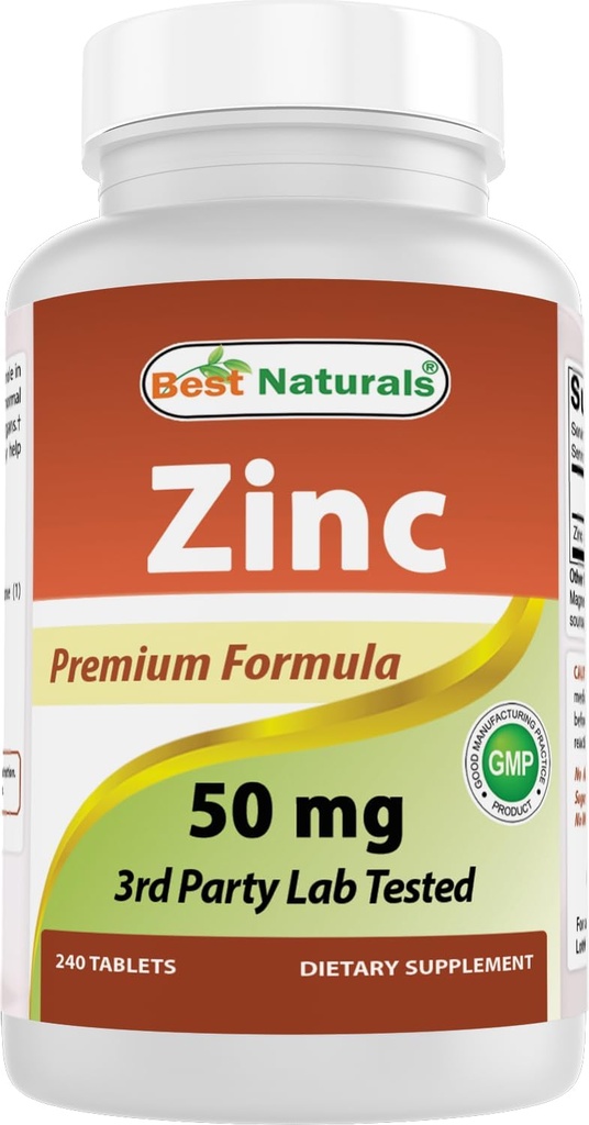 Best Naturals Zinc Supplement as Zinc Gluconate 50mg 240 Tablets - Immune Support