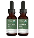 USDA Vitamine biologique B12 2000mcg Supplément liquide sublingual (2-Pack) - gouttes de méthylcobalamine végétalienne pour l'énergie naturelle, maintenir le métabolisme et le système immunitaire - 1 Fl Oz