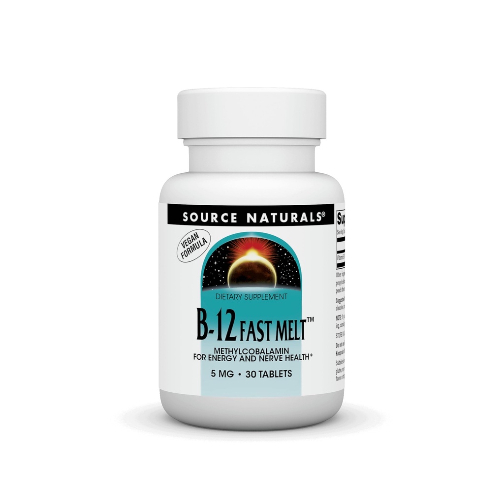 Source Naturals Vitamin B-12, Supports Energy Production* 5 mg - 30 Fast Melt Vegan Formula