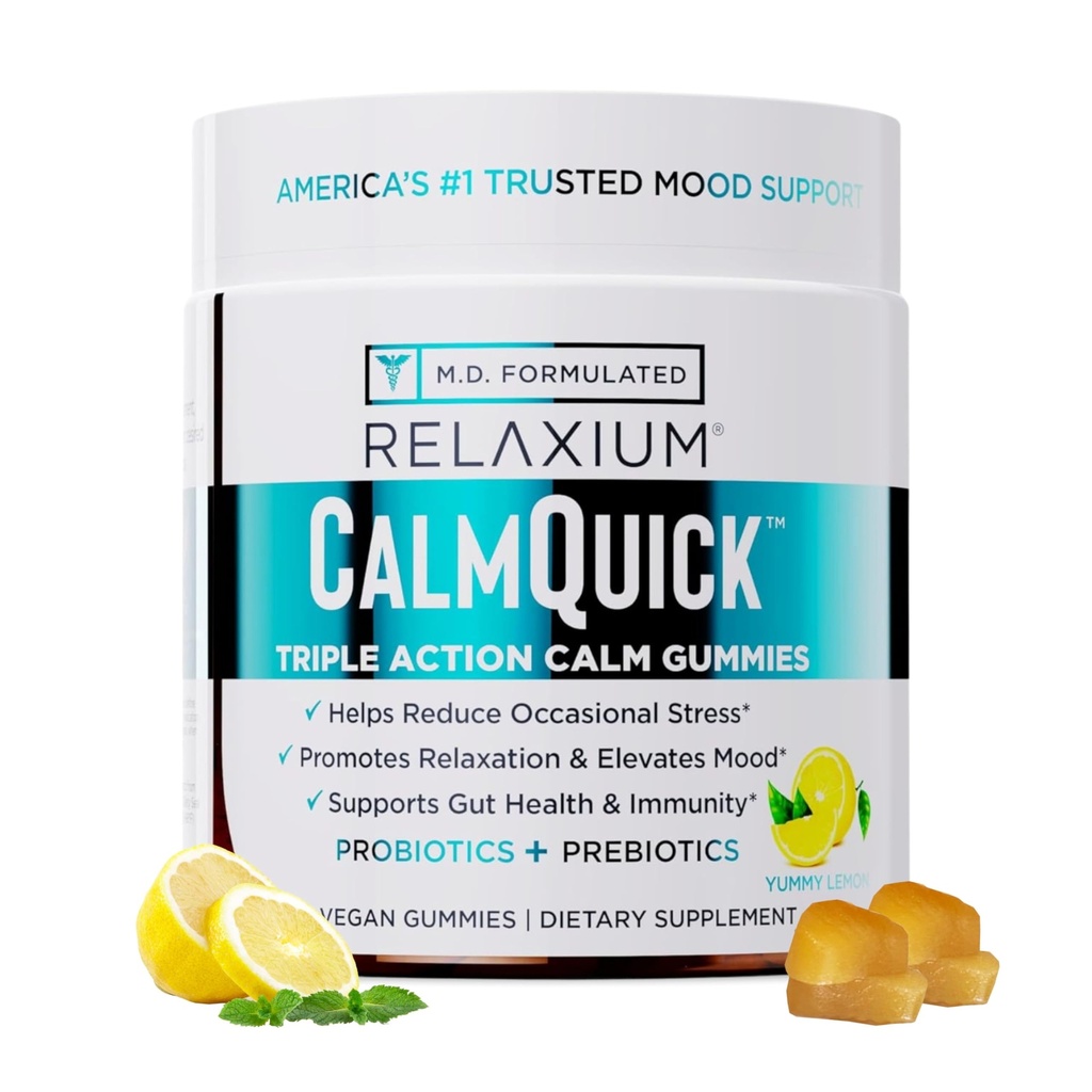 Relaxium Calme Gummy, développé aux États-Unis, avec la vitamine B6, Magnésium, et L-Theanine, un Gummy par service, 60 Gummies