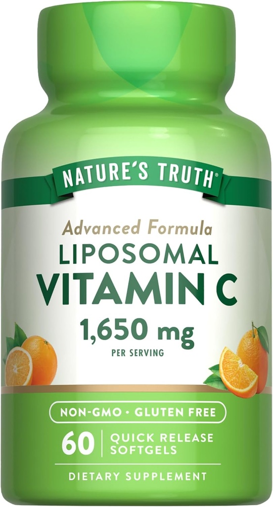 La vérité de la nature Vitamine liposomique C.O. 1650mg.O. 60 Softgels Supplément sans OGM et sans gluten