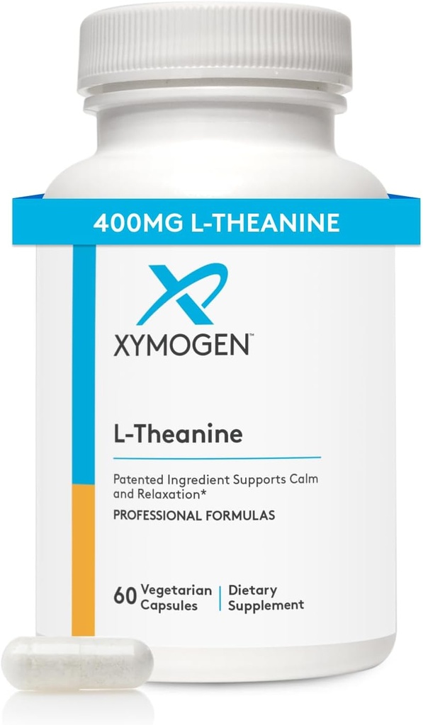 XYMOGEN L-Theanine - Breveté Suntheanine L theanine 400mg par portion - Supplément acide amino pour soutenir calme + relaxation sans somnolence, santé du foie (60 capsules)