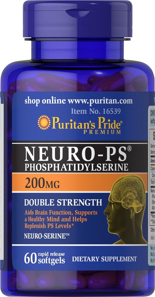 Puritans Pride Neuro-ps (phosphatidylsérine), Blanc, 60 Nombre (paquet de 1)