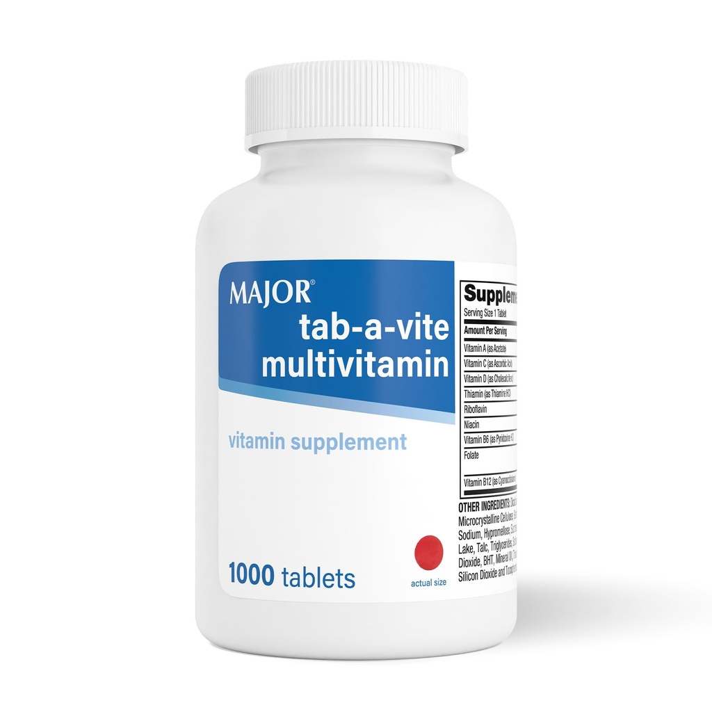 MAJOR Tab-A-Vite Multivitamines Comprimés - Multivitamine sans gluten pour adultes, soutient la santé globale, supplément multiminérale, 1000 Nombre