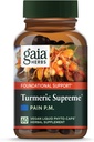 Gaia Herbs Turmeric Supreme Discomfort P.M. - Aide à fournir un confort de nuit pour soutenir plus de sommeil reposant - avec Curcumin Tumeric, Kava, Valérien, Feverfew - 60 Phyto-Capsules liquides(30 jours d'approvisionnement)