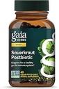 Gaia Herbes Sauerkraut Postbiotique - Supplément de soutien naturel Gut Health & Immune - Fabriqué avec de la choucroute fermentée - Exempte de lait, de soja et de gluten - 60 Capsules de végétalien (30 portions)