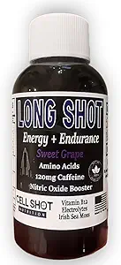Sweet Grape Long Shot - 4 Pack - Nitric Oxide Booster, Caffeine, Nootropics, Electrolytes, Amino Acids - Natural Endurance and Performance Enhancement