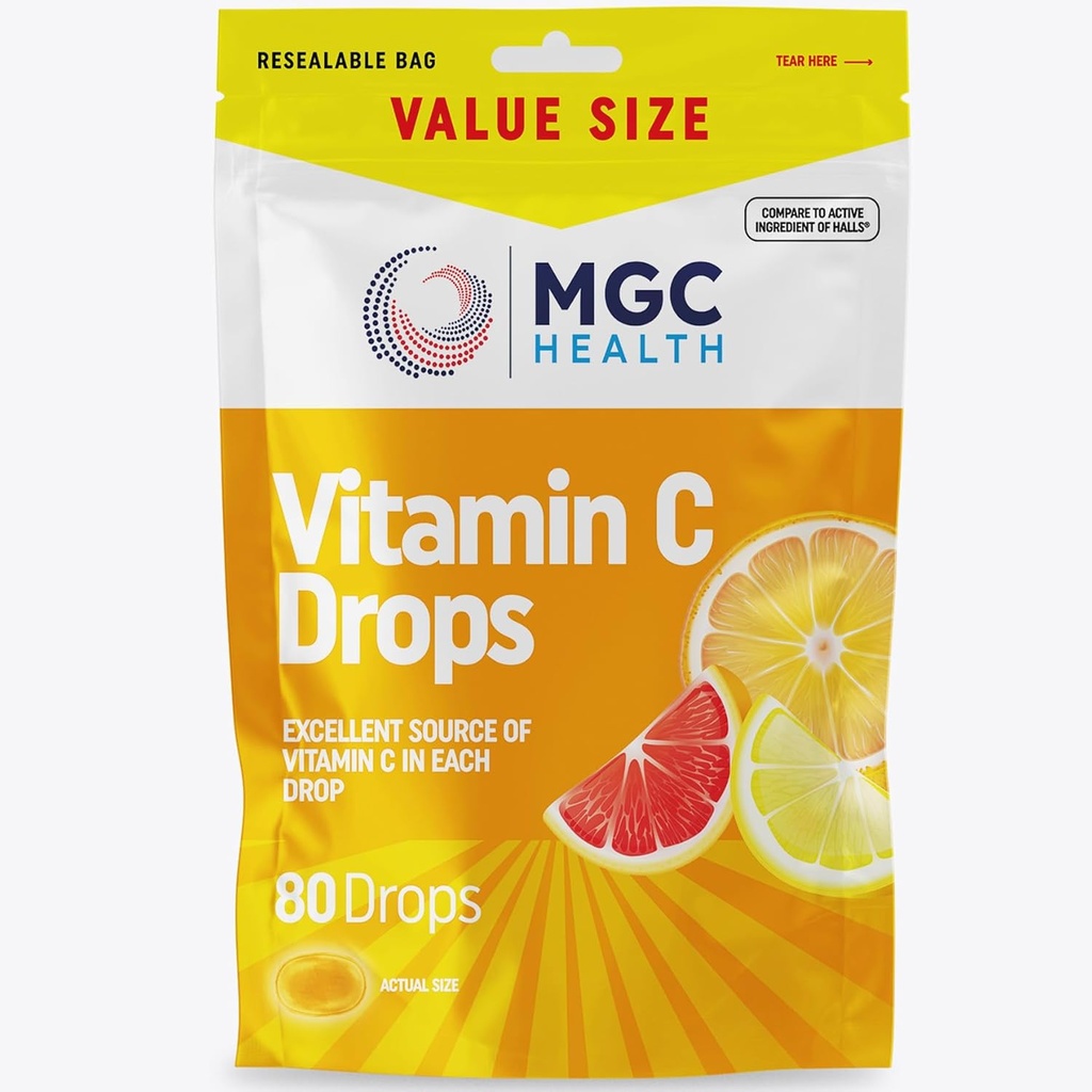 Cough Drpos - Assorted Citrus + Vitamin C Flavor - 80 Count (Pack of 1)