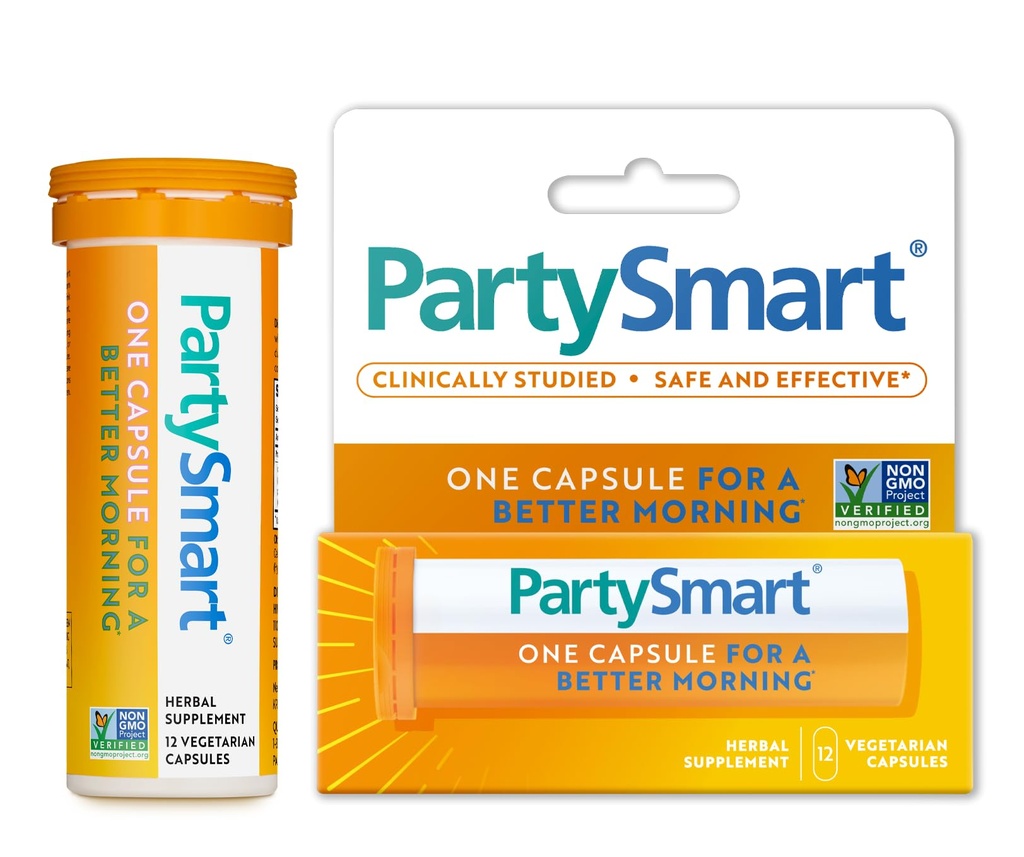 Himalaya PartySmart, tube de 12 gélules - Alcool de rupture du foie pour un meilleur matin après avoir bu - végétalien, non-OGM, sans gluten, cliniquement étudié