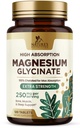 Magnésium (glycinate) - Supplément de magnésium pour la santé cardiaque, le nerf, le muscle, les os et le sommeil - 100% Chélaté et absorption élevée - 250 mg par portion - Sans gluten, végétalien, non OGM - 120 Compte