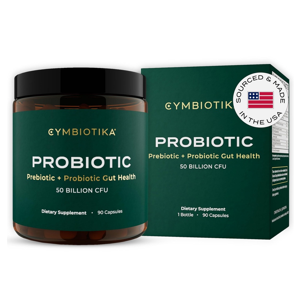 CYMBIOTIKA Probiotic + Prebiotic, 60 milliards CFU - 19 souches, supplément santé Gut pour les femmes et les hommes, soutien immunitaire, santé digestive, et équilibre Gut, 90 capsules, 1 mois d'approvisionnement, fabriqués aux États-Unis