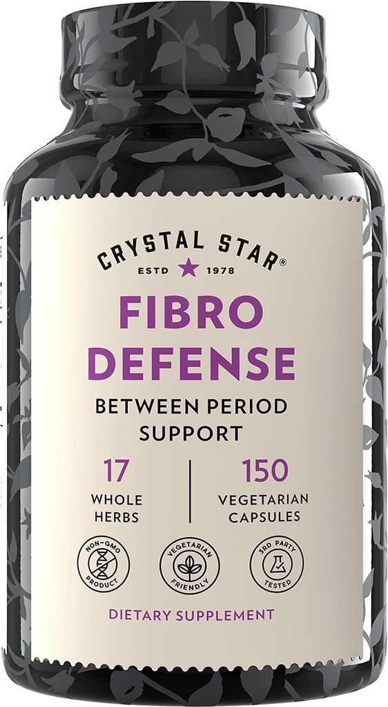 Crystal Star Fibro Defense, 150 gélules - Santé du sein et de l'utérus entre les périodes - Bouchons naturels de supplément à base de plantes pour les femmes - Végétarienne, non OGM