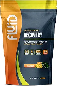 Récupération des fluides, mélange de boissons après l'entraînement, protéines de lactosérum, L-glutamine, glucides, tous les ingrédients naturels, sans gluten, sans lactose (fruits tropicaux)