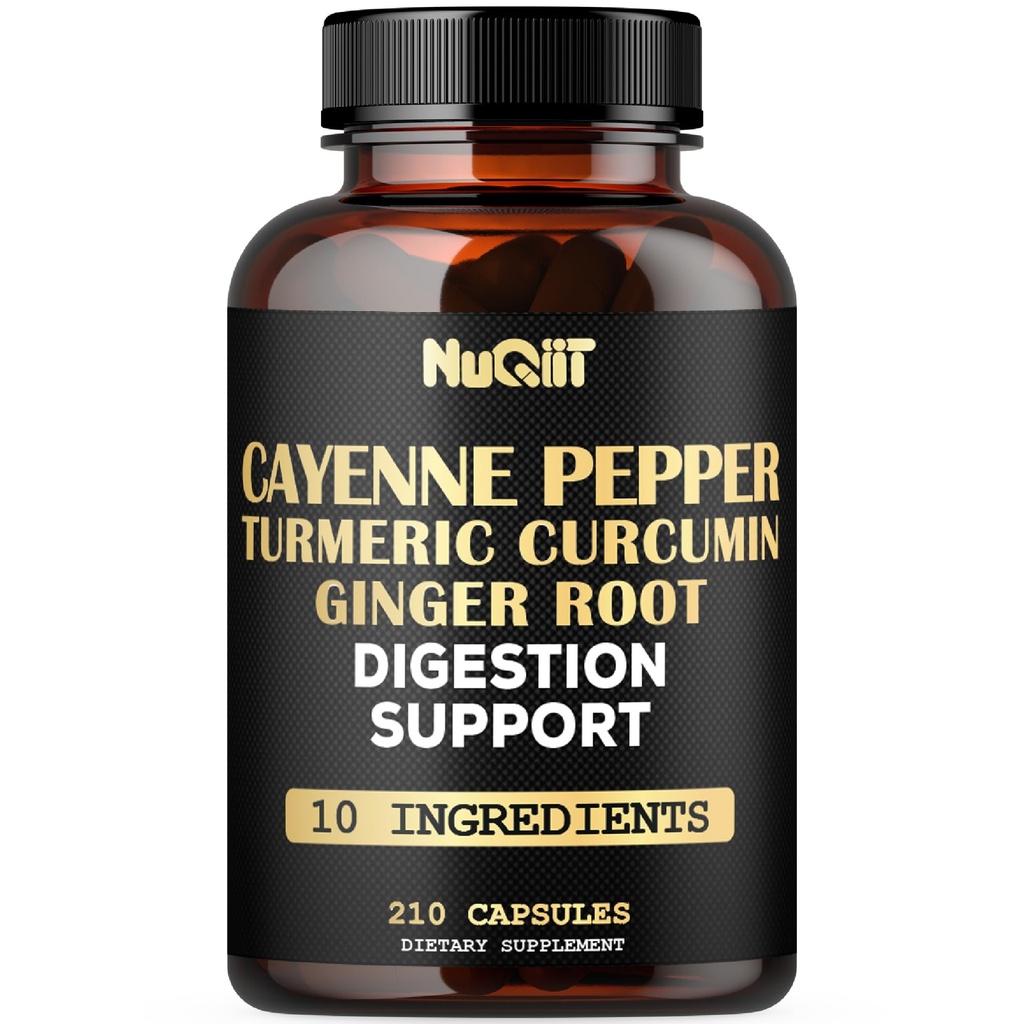 Supplément de poivre de Cayenne avec racine curcumine curcumine, racine de gingembre, écorce de cannelle de Ceylan et plus - Système immunitaire, articulation santé et soutien de santé digestif - 210 capsules