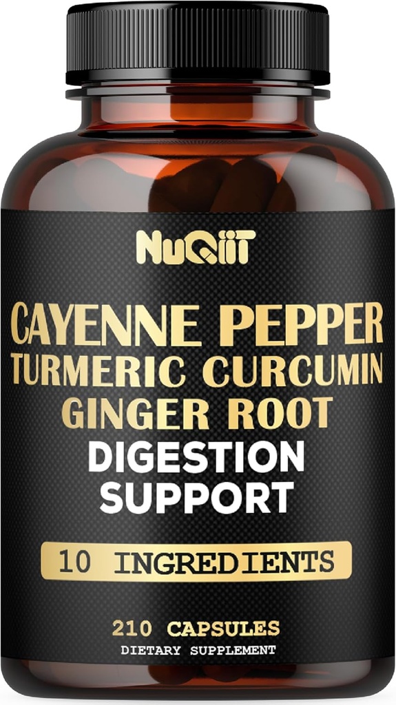 Supplément de poivre de Cayenne avec racine curcumine curcumine, racine de gingembre, écorce de cannelle de Ceylan et plus - Système immunitaire, articulation santé et soutien de santé digestif - 210 capsules