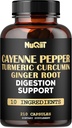 Supplément de poivre de Cayenne avec racine curcumine curcumine, racine de gingembre, écorce de cannelle de Ceylan et plus - Système immunitaire, articulation santé et soutien de santé digestif - 210 capsules